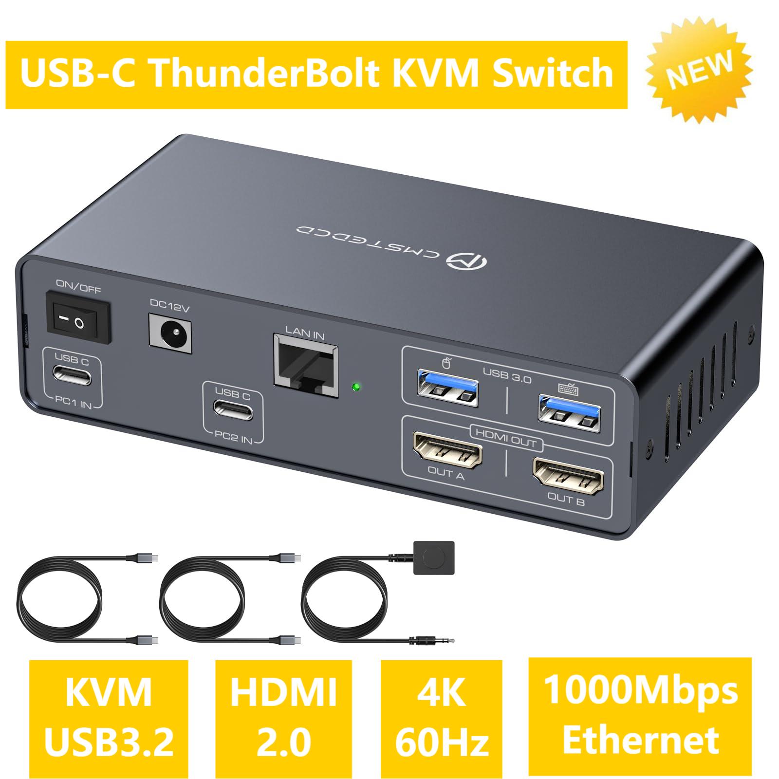 Docking Station Usb C - KVM-переключатель USB C, 2 монитора, 2