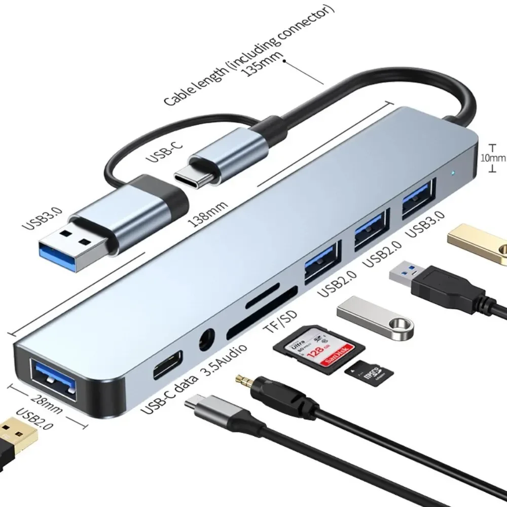 Docking Station Usb C - Концентратор USB-C 8 в 2, многопортовый