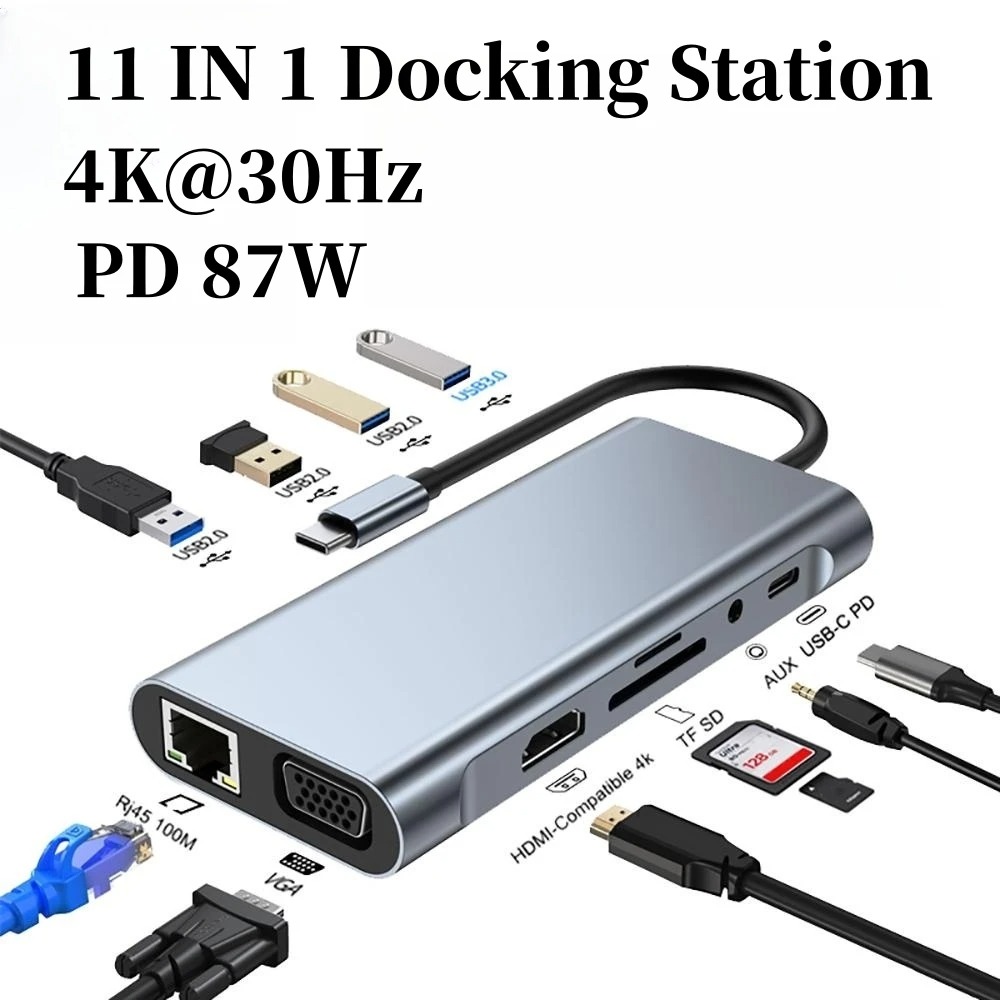 Docking Station Usb C - Док-концентратор 4/7/8/11 в 1, расширенный мультиинтерфейсный