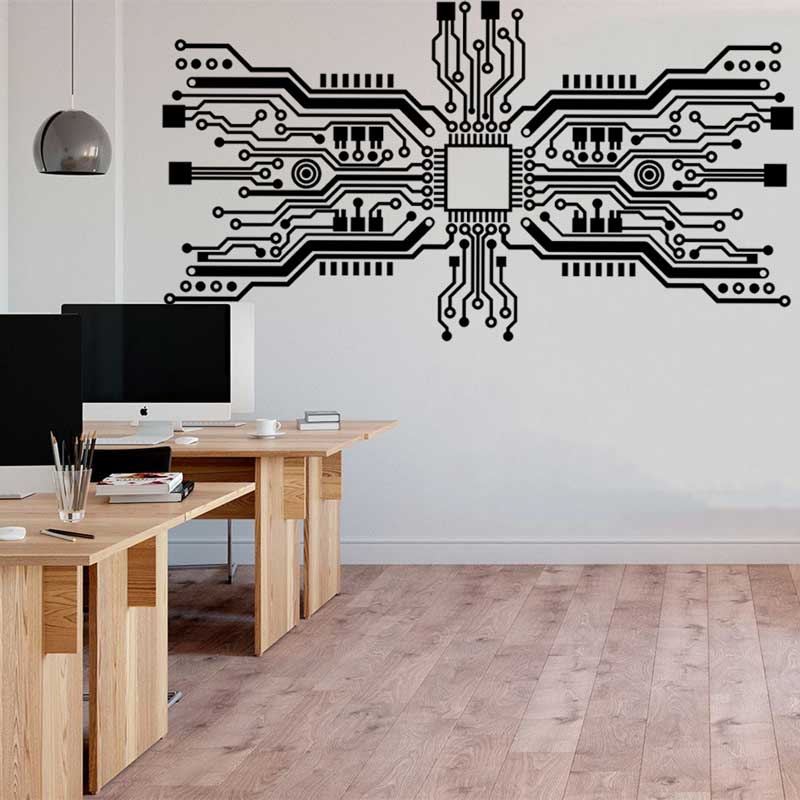 Tech Office Wall - Монтажная плата, наклейка на стену, технология