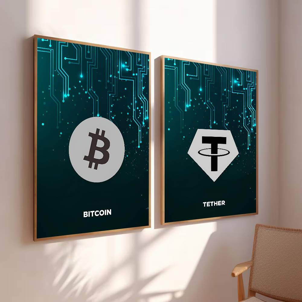 Постер с символикой криптовалю – обзор и цена Tech Office Wall