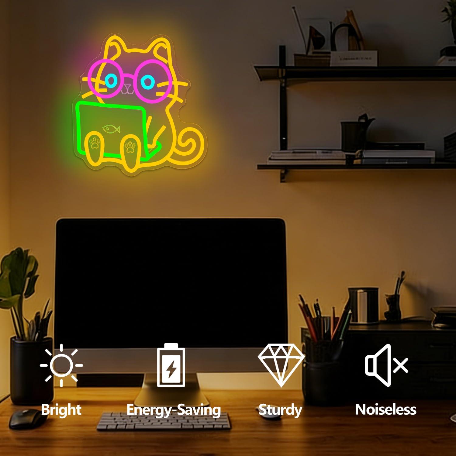 Неоновая вывеска «Кот» для ноу – обзор и цена Tech Office Wall